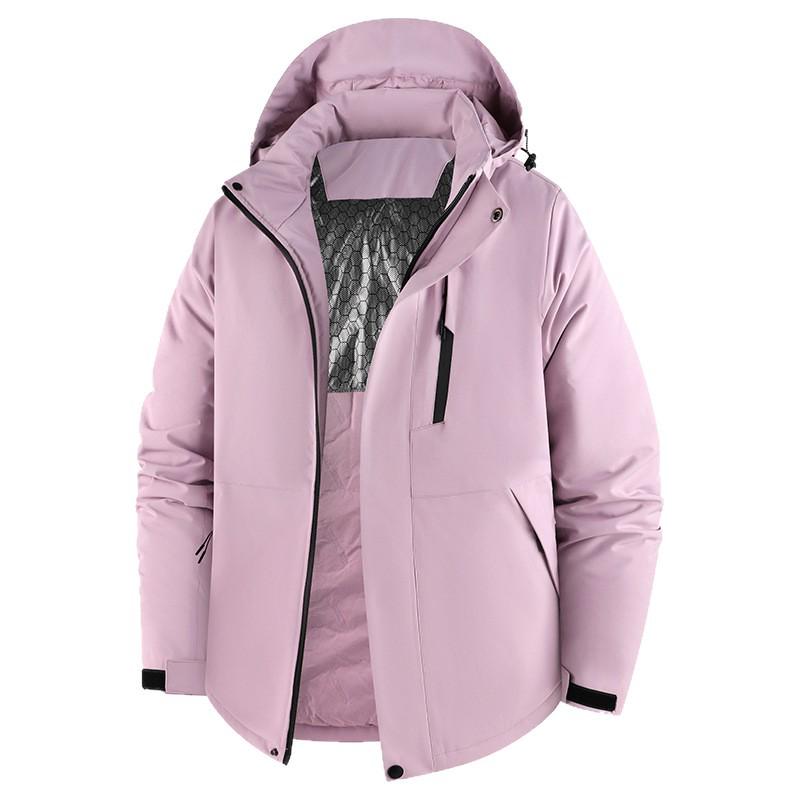 Unisex Fleece-Lined Graphene Quilted Jacket: Windproof, Waterproof, Cold Protection for Autumn/Winter Mountaineering