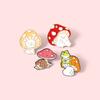 Cute Cartoon Mushroom Animal Brooch Pin Featuring Adorable Cat Hedgehog And Frog Designs