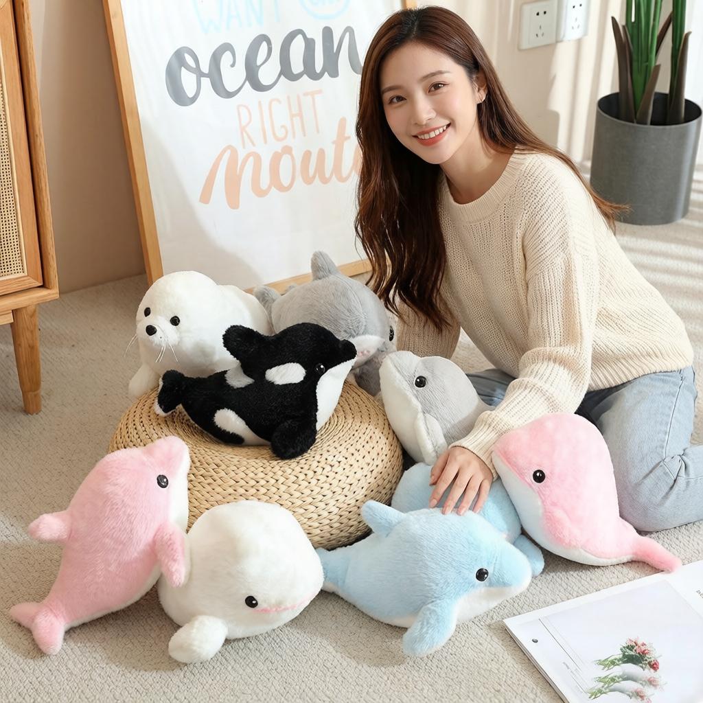28Cm Kawaii Killer Whale Dolphin Shark Seal Doll Plush Toy Stuffed Small Ocean Animal Plushie Companion Gift