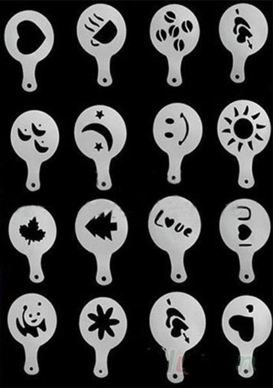 

16 шт., трафареты для кофе, латте, DIY, украшение торта, капучино, пенопластовый инструмент