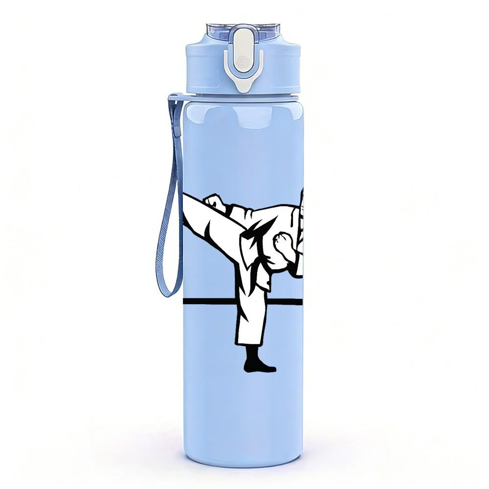 1PC Boxer Fighter Heartbeat Line Print 750ml Color Plastic Sports Water Bottle Leakproof Flip Straw Lid Suitable for Sports Office Home Use