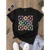 Short Sleeve Floral Print Crew Neck T-shirt, Casual Top For Summer & Spring, Women's Clothing
