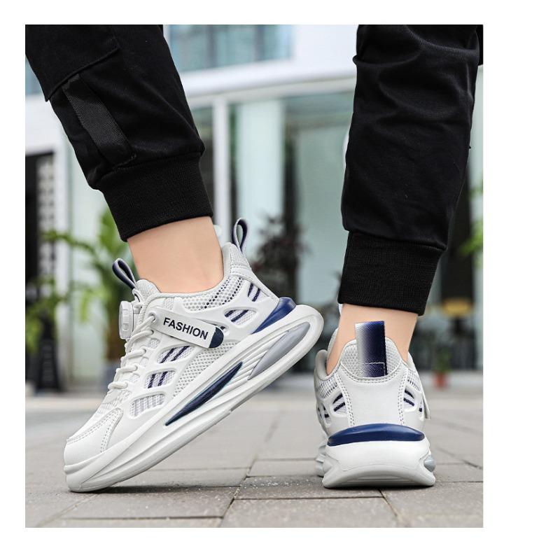 Kids' Rotating Buckle Sneakers Breathable Mesh Air Cushion Non-slip Running Shoes