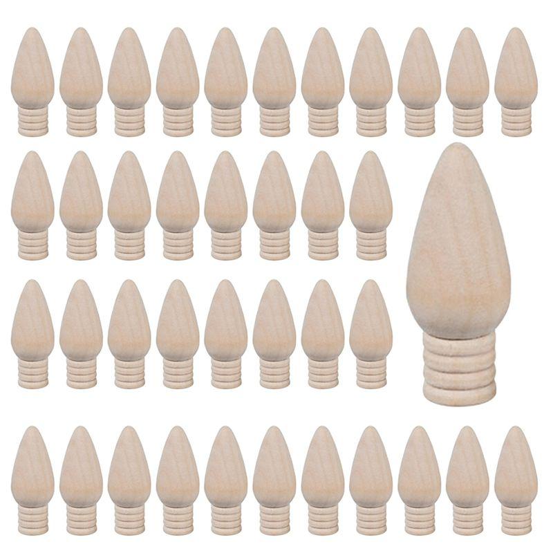 

AEE4-50 Pcs Wooden Christmas Light Bulb Unfinished Wood Ornaments For Crafts And Christmas Trees Supply, 2 Inch High Durable