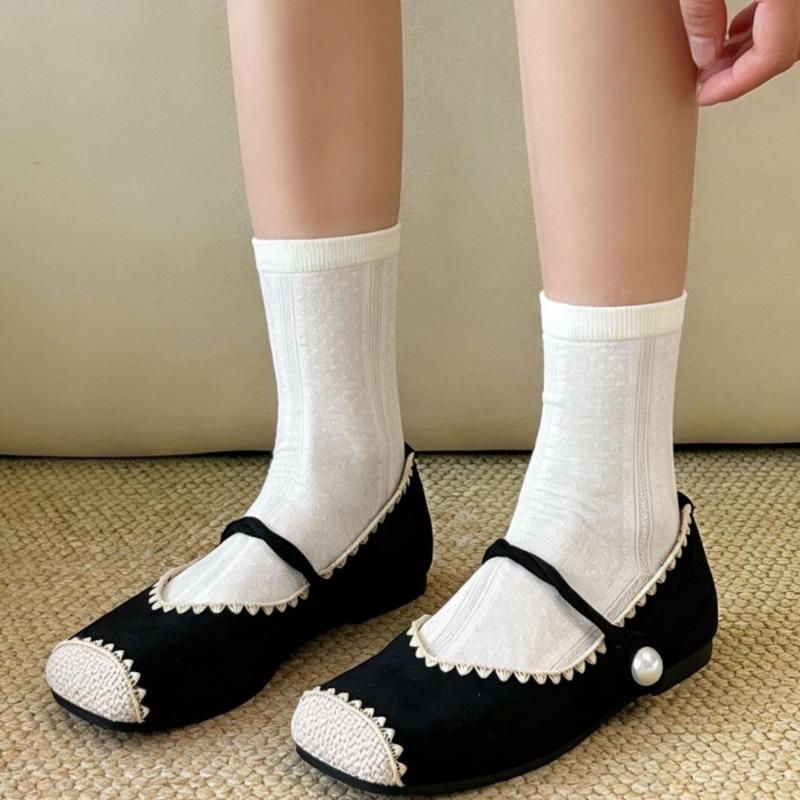 Summer Lightweight Children's Cool-feeling Mulberry Silk Pile Socks, Flowered Mid-calf Socks, Simple Dark-patterned Women's Socks, Boneless