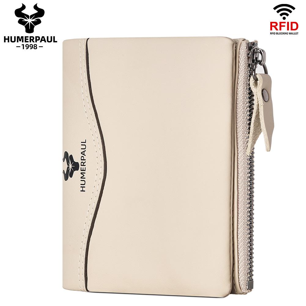 Humerpaul Neue RFID Männer Brieftasche Blockieren Schutz Anti-Diebstahl Scan Männlichen Leder Biflod Kurze Brieftasche Zipper Münzfach Beutel Casual geld Tasche