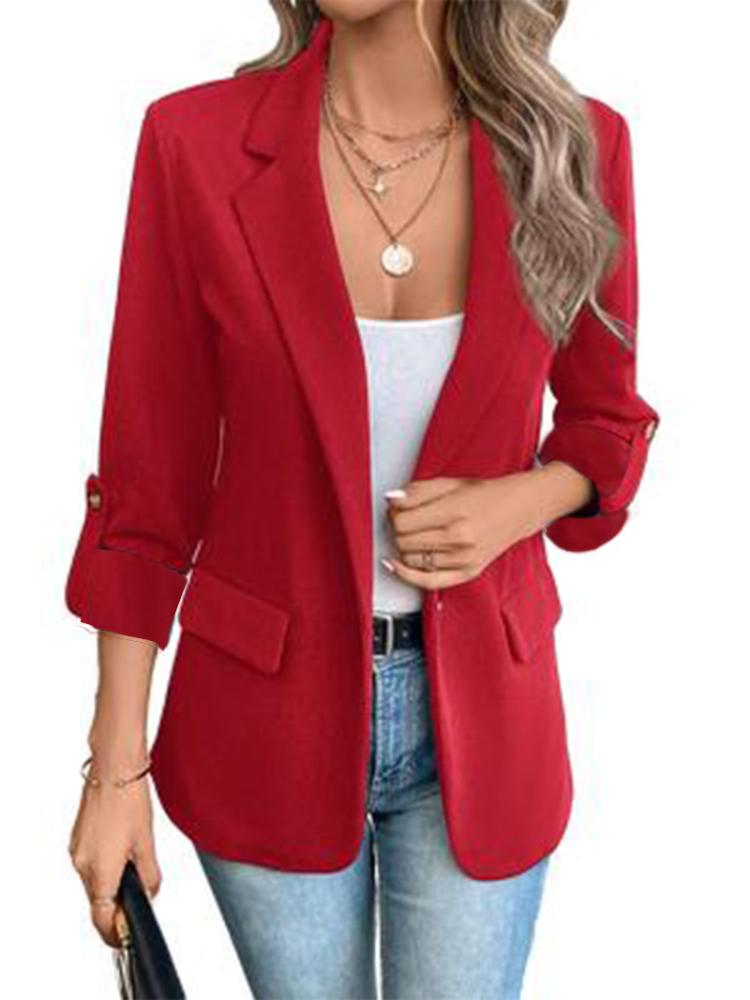Women's Slim Fit Blazer Jacket, Single Breasted Formal Office Coat with Notch Lapel, Casual Business Suit for Ladies