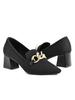 2026 European Style Flyknit Slip-on Loafers with Metal Decoration and Chunky Pointed Toe Heel
