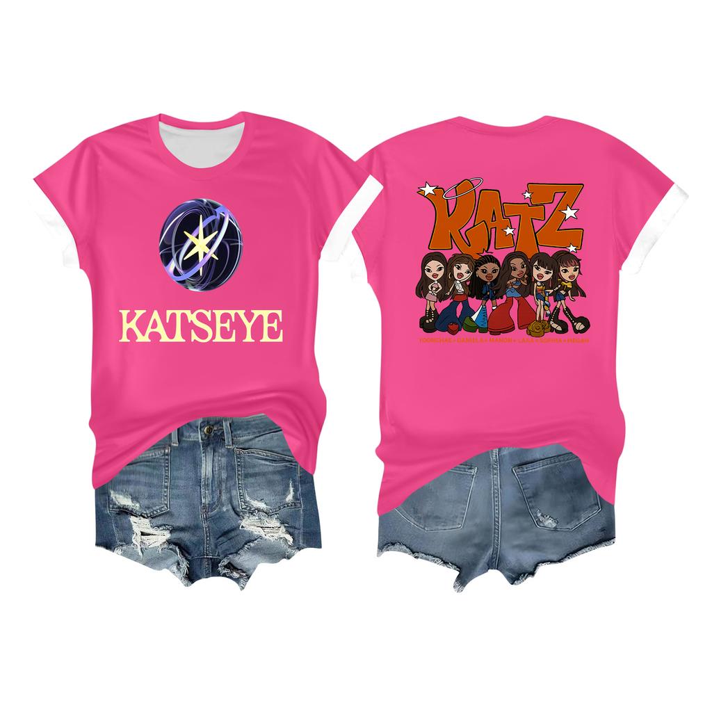 Women's Casual Printed T-shirt Round Neck Pullover Short Sleeve Top