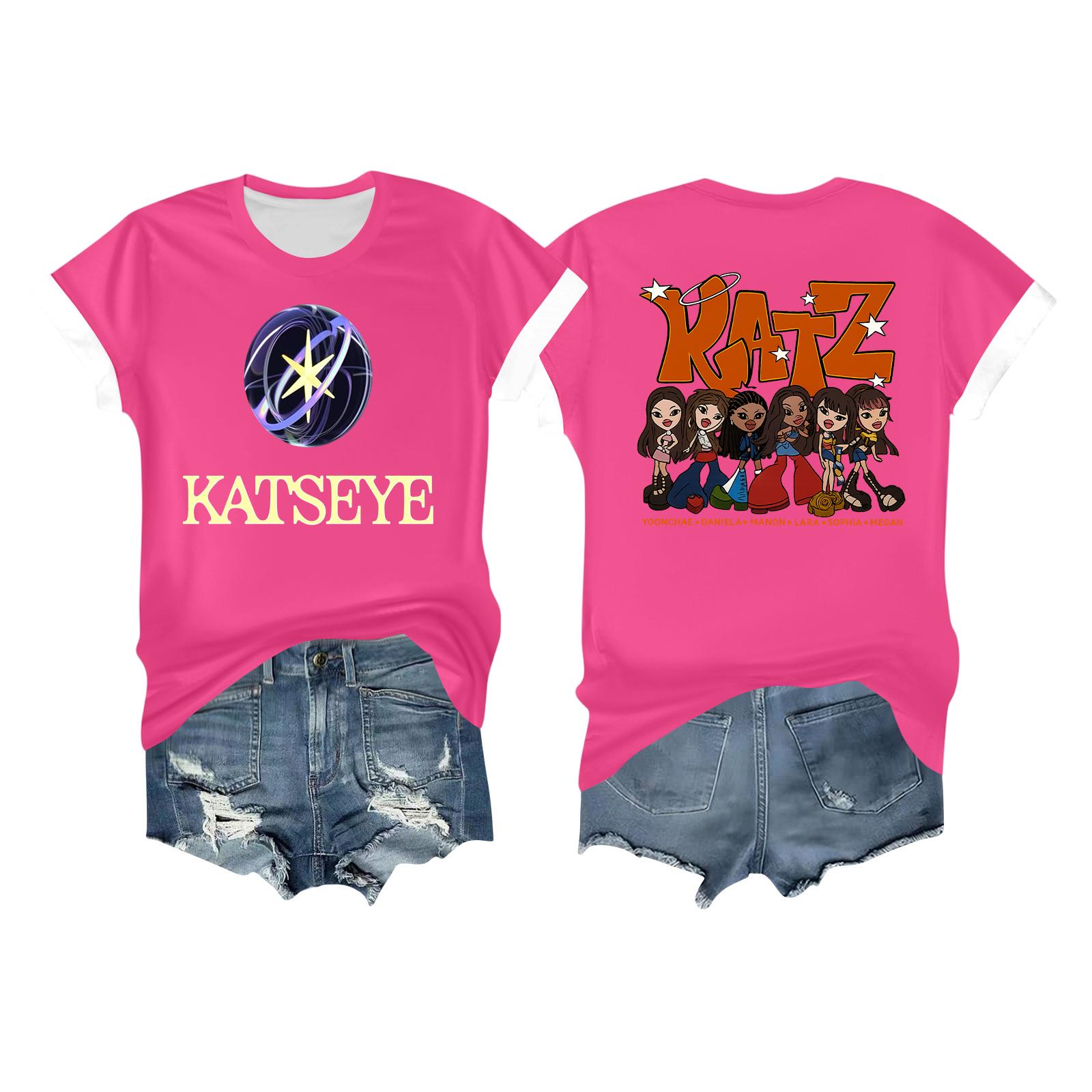 

Женская повседневная футболка с принтом, пуловер с круглым вырезом, топ с коротким рукавом XL розовый