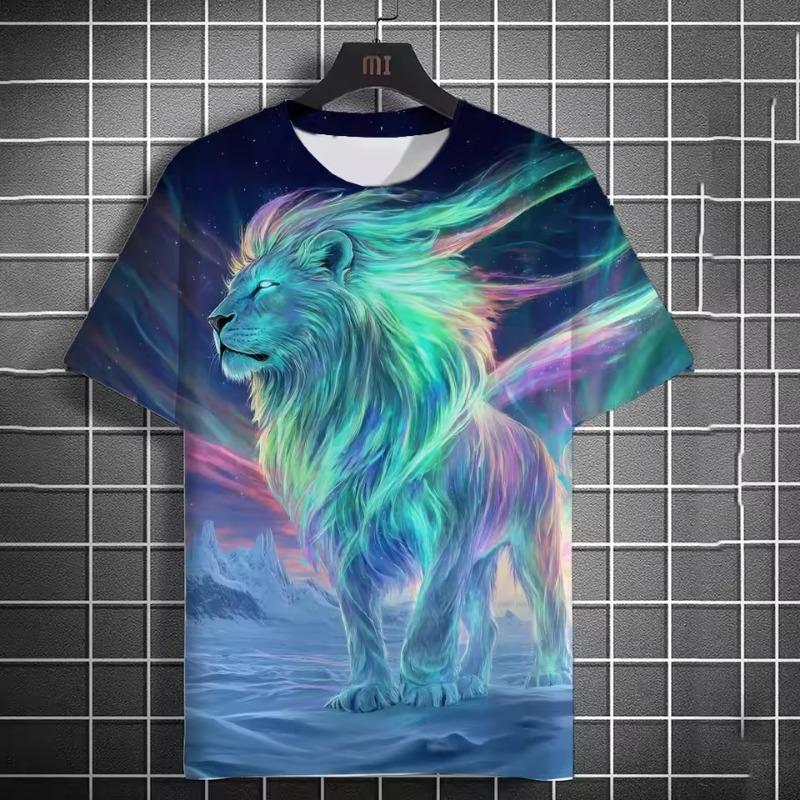 Animal Men's T-shirt 3d Tiger Print Men's Tops Casual Short Sleeve Simple T-shirt Summer Round Neck T-shirt Men's Ultra Clothing
