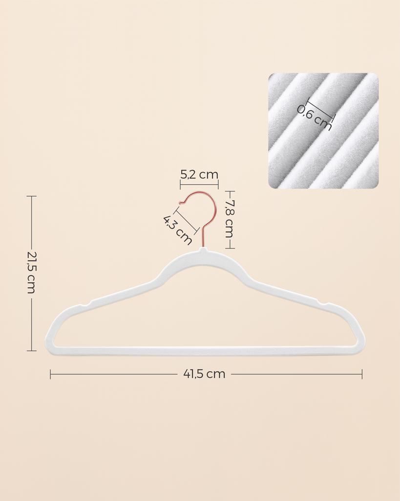 SONGMICSHOME Velvet Hangers 50 Pack, Non-Slip Hangers with Rose Gold-Colored Swivel Hooks, Slim Space-Saving Hangers