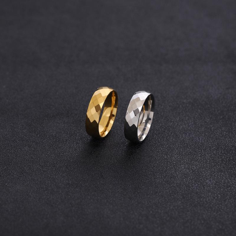 6mm Geometric Multifaceted Rhombus Stainless Steel Non-fading Hip Hop Couple Rings