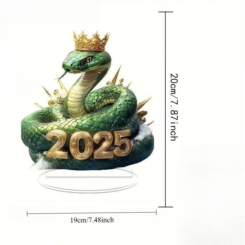 2D Flat Crystal Snake Acrylic Desktop Decoration, with Base, Suitable for Wall Decoration, Porch, Room, Villa, Accents Home, Hallway, or Workplace - R