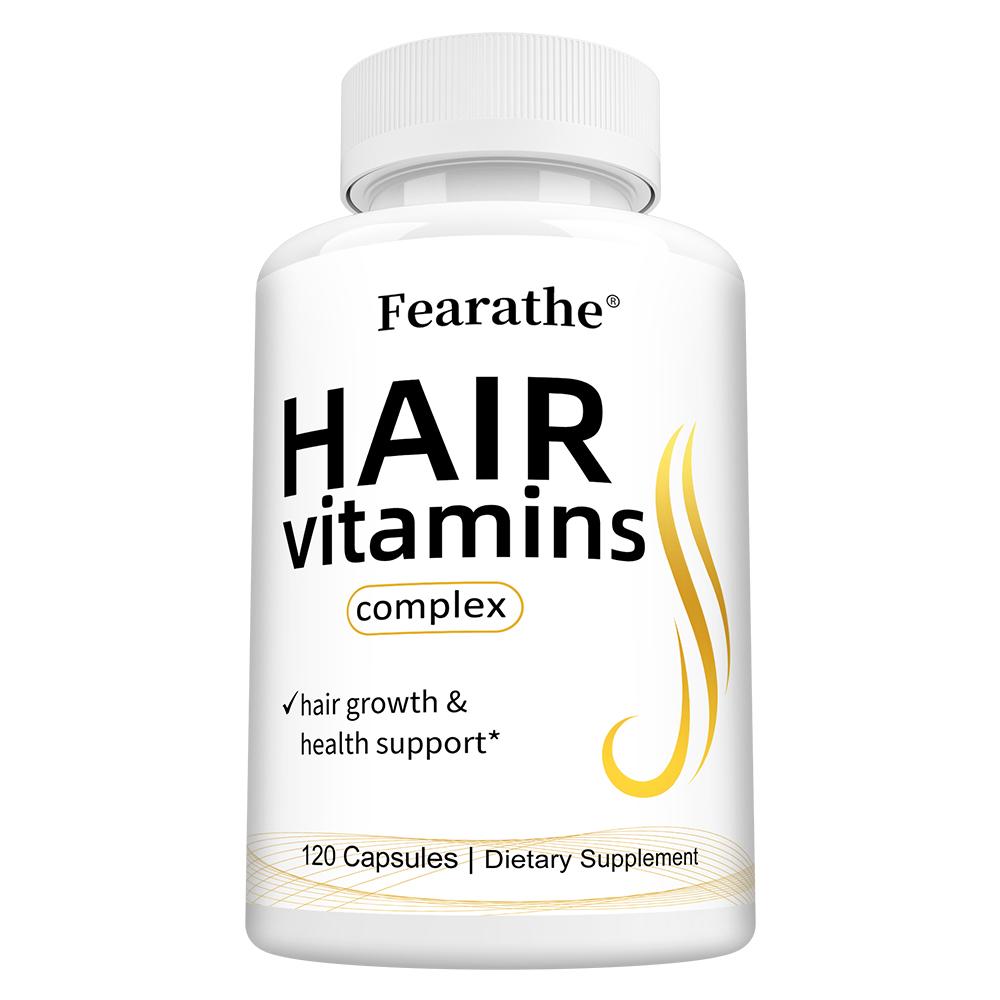 Fearathe Haarkomplex Vitamine Nahrungsergänzungsmittel, Biotin 5000mcg, Sägepalme & Kollagen, 120 Kapseln