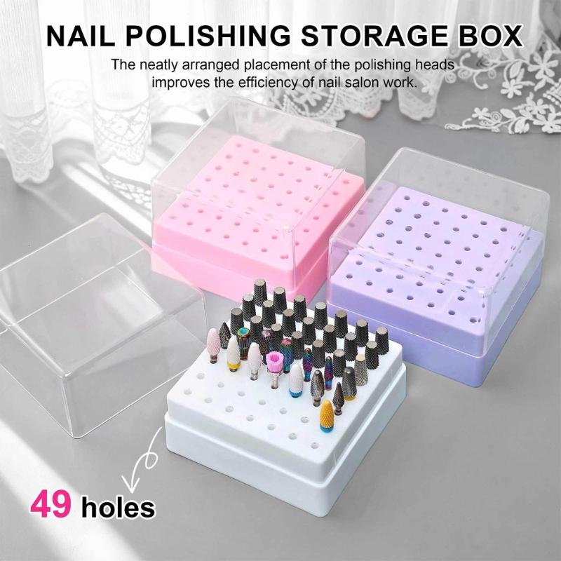 49 Hole Nail Drill Bit Storage Box Universal For Nail Grinding Heads Dustproof Professional Salon Organizer