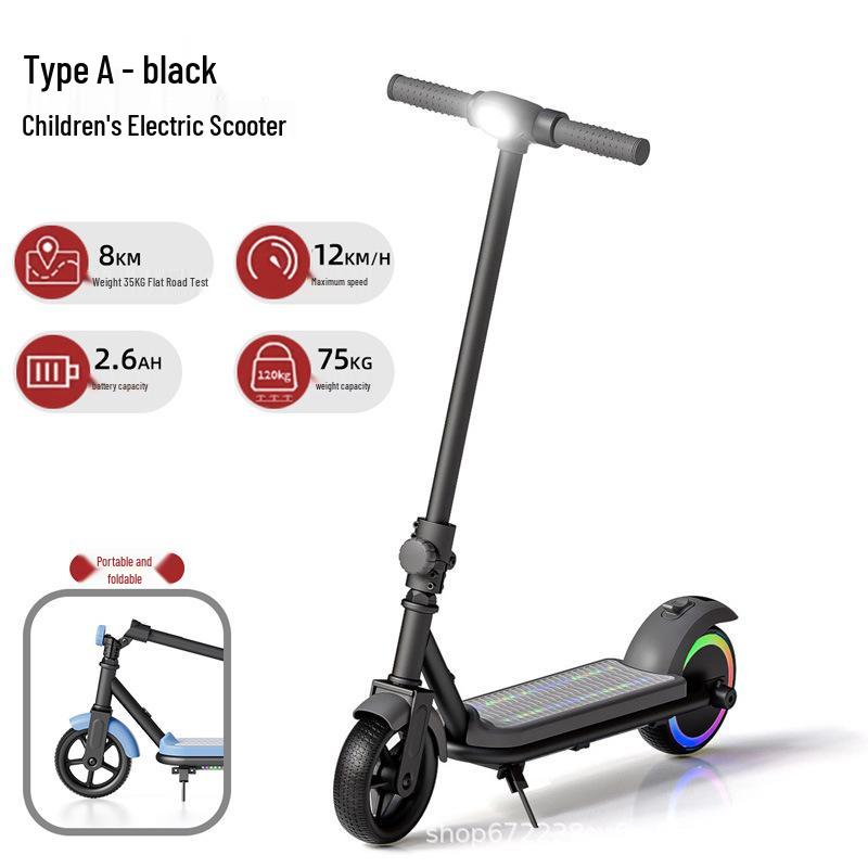 Patinete Eléctrico Plegable para Niños con Ruedas Intermitentes - Adecuado para Adolescentes y Adultos