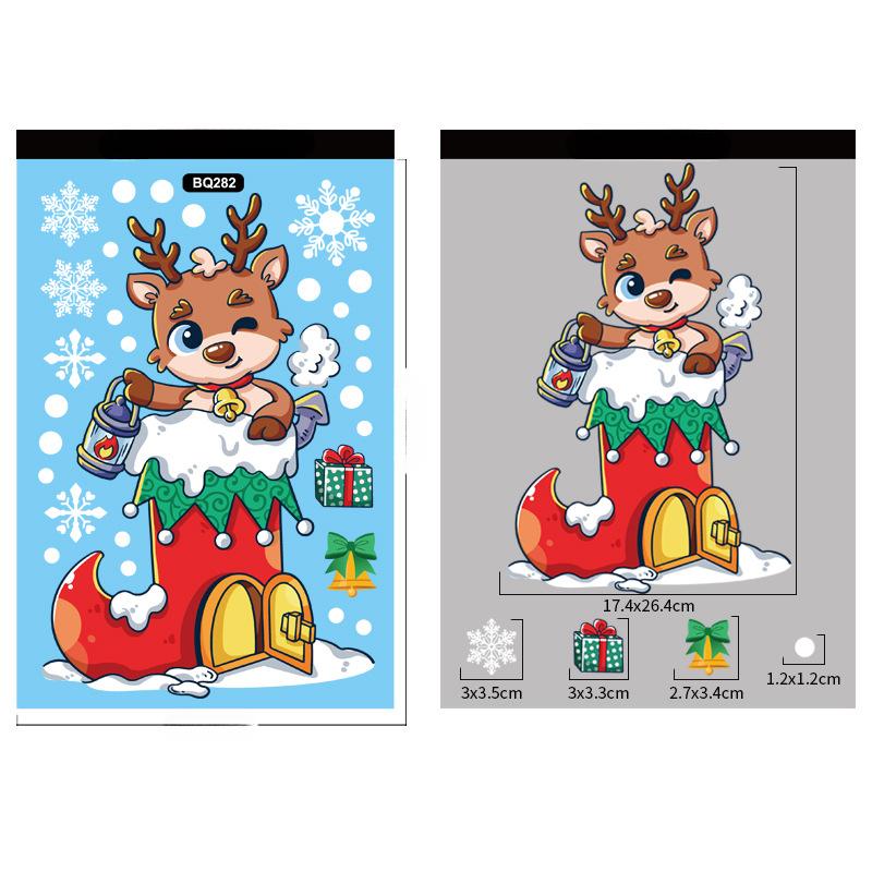 Vánoční dekorace Samolepky na okno Cartoon Elk Santa Claus Sněhulák Vánoční zrcadlové samolepky Veselé Vánoce Samolepka Nový rok