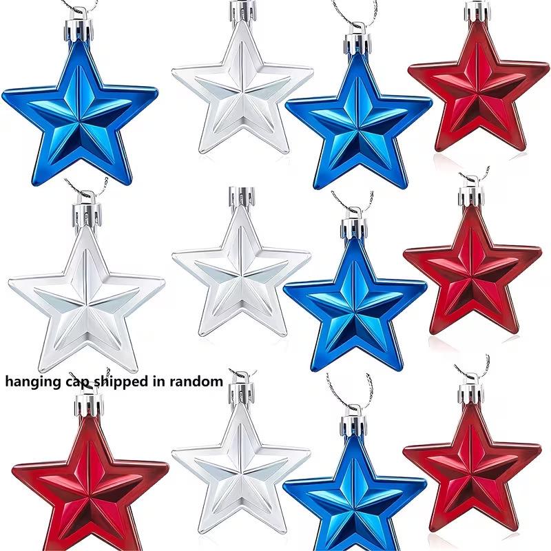 7CM 3D Five-Pointed Star Independence Day Decorative Pendant