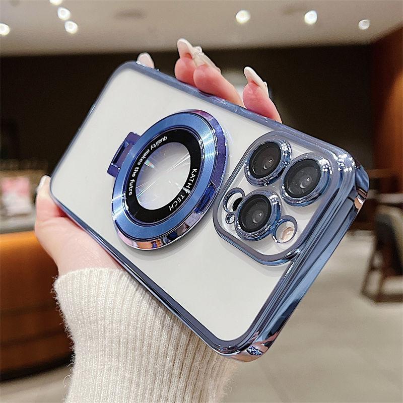 

Роскошный гальванический магнитный чехол с беспроводной зарядной подставкой для телефона iPhone 15 14 13 12 11 Pro Max XS XR 7 8Plus SE 2020, чехлы с защитой от падения iPhone 7 синий