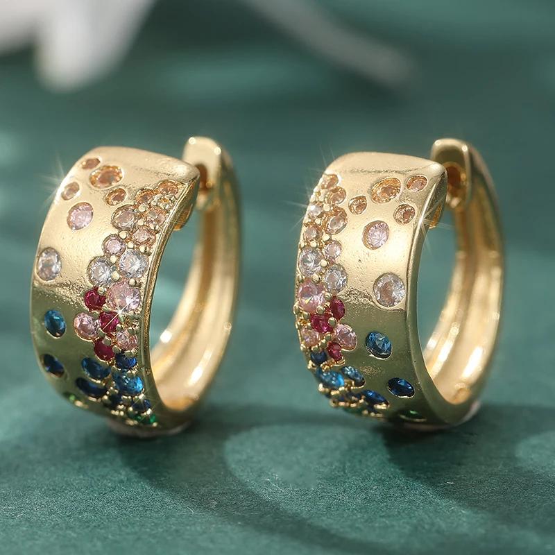 Gorgeous Synthetic Zircon Golden/silvery Plated Hoop Earrings Women's Charming Exquisite Party Daily Jewelry Accessories