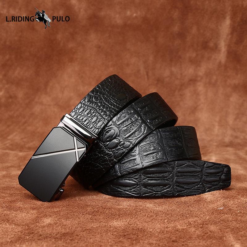 Vegetable Tanned Leather Cowhide Men's Belt Genuine Leather Automatic Buckle Belt Business Belt