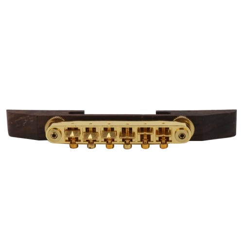 Yibuy Adjustable Archtop Jazz Guitar Bridge with Gold-Plated Alloy Hardware and Rosewood Material