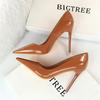 Fashion Simple Patent Leather Thin High Heel Women Pumps Spring Autumn Shallow Mouth Pointed Toe Slimming Single Shoes