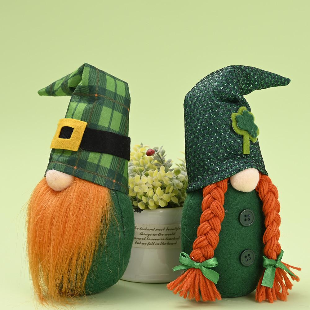 Creative New Irish Saint Patrick's Day Doll Figurine Green Leaf Decor For Festivities