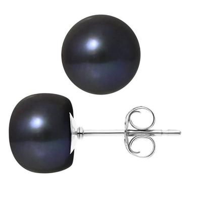 Ohrringe - - Echte schwarze Zuchtperlen - 9-10 mm - 925er Silber - 2 Jahre Garantie
