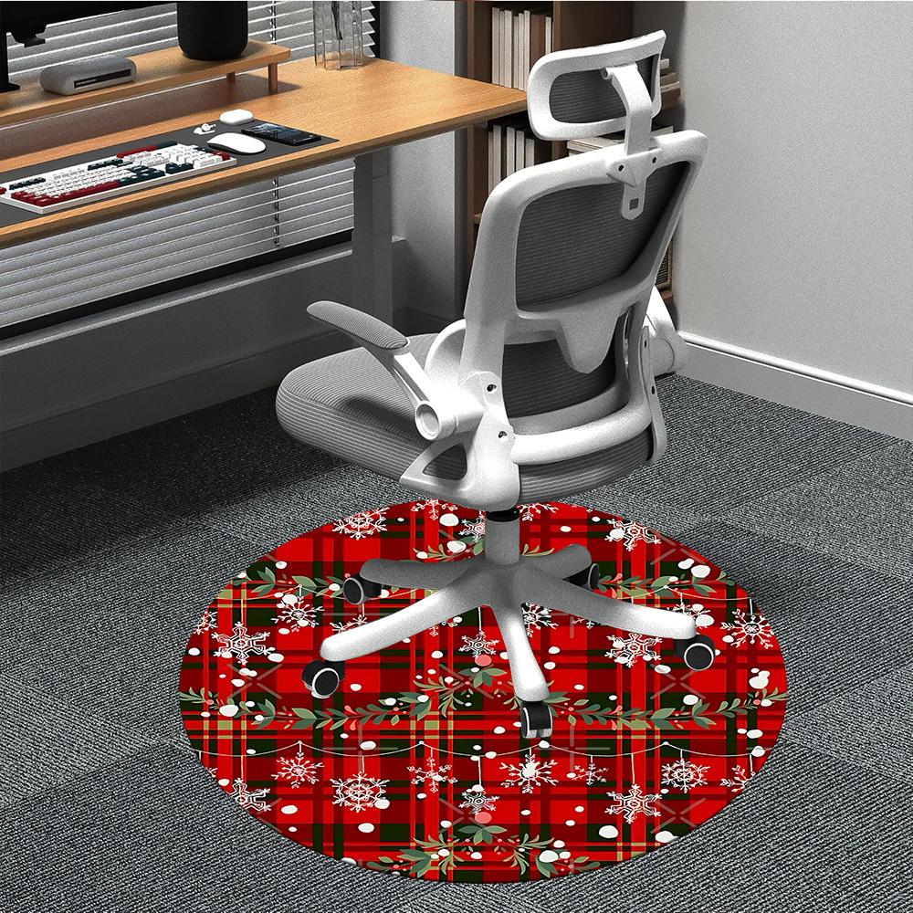 1pc Christmas Plaid Office Round Rug, Non-slip, Soft and Durable Office Rug for Interior Decoration, Perfect for Office, Beautiful Decoration yy260324