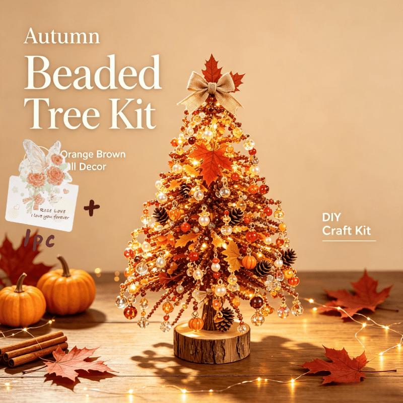 Diy Beaded Christmas Tree Kit – Crystal Bead Holiday Craft Set With Led Lights, Home Decor Gift For Adults & Kids