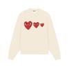 Relaxed Fit Cotton Sweatshirt With Heart Print Long Sleeve Crew Neck Fleece Lined Unisex Winter Casual Top