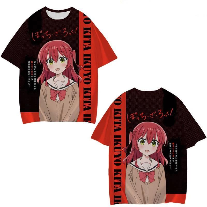 

Men s and Women s Short Sleeve T-Shirts, Streetwear with 3D Bocchi The Rock Print, Oversized, Trendy Female Male Clothing XXXL зелений