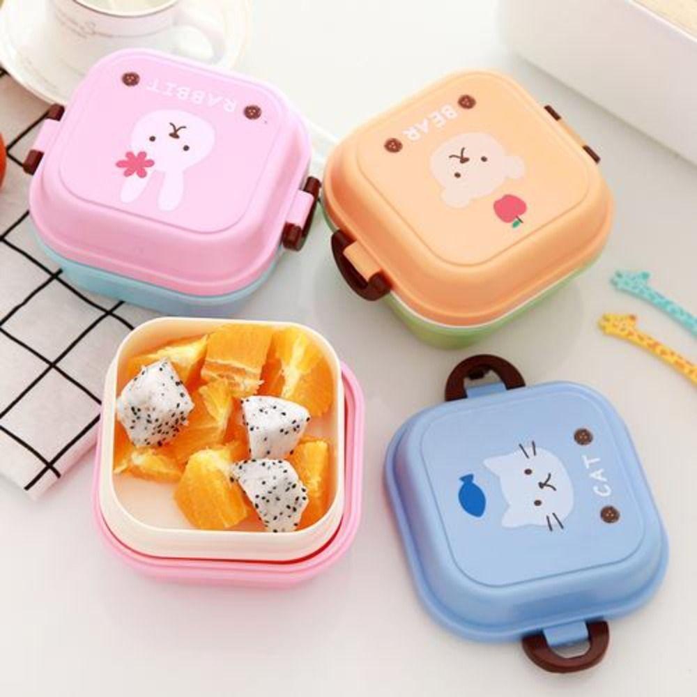 Double Layer Plastic Children Animal Snack Tableware Fresh Keeping Box Food Storage Box Lunch Box