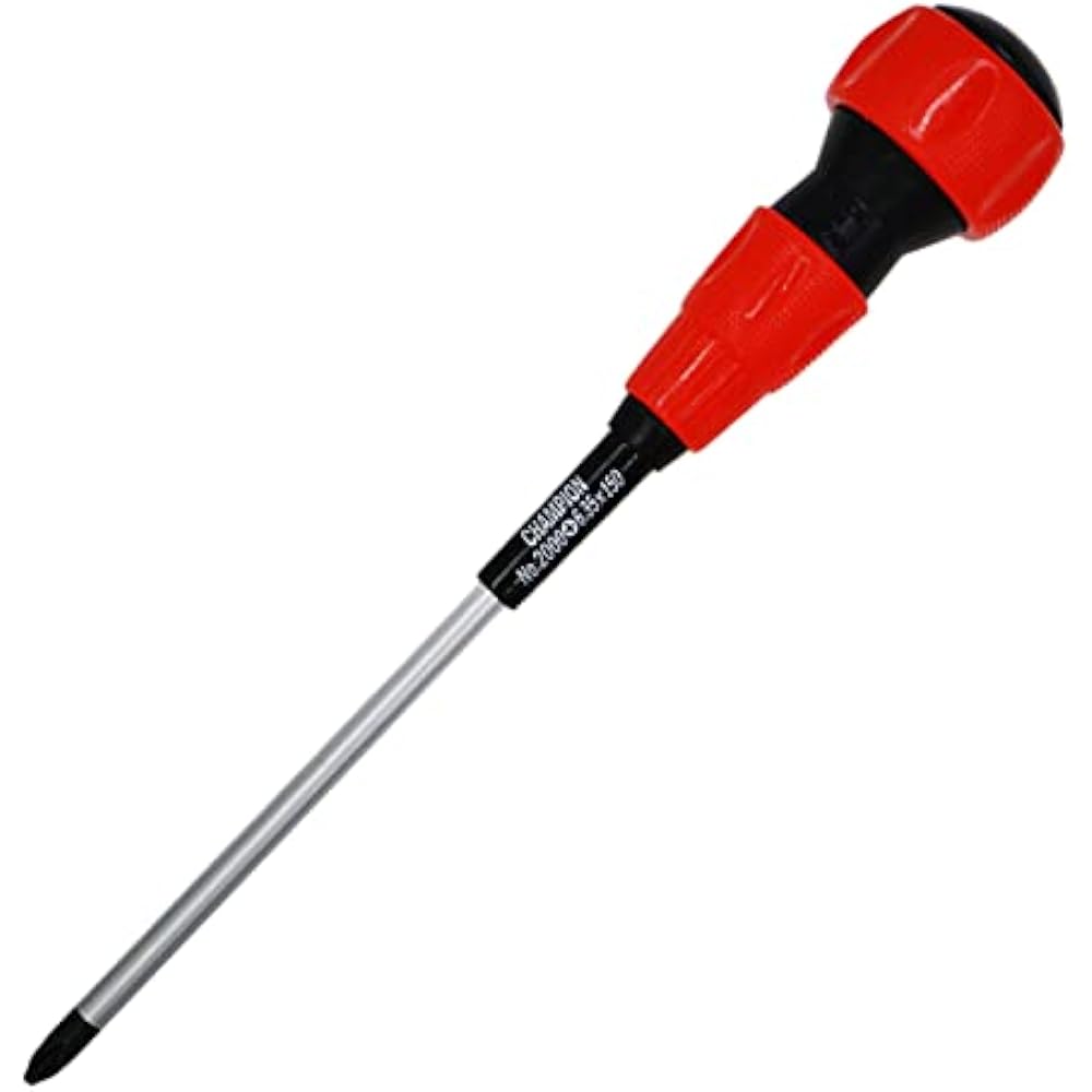 Champion Tools Ball-Grip Screwdriver +2×150 Phillips Standard Type Round Shank with Magnet No. 2 ...