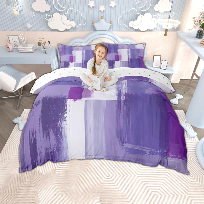 Homewish Modern Ombre Aesthetic Duvet Cover Set, Watercolor Oil Painting Quilt Cover Set, Contemporary Minimalist Bedding