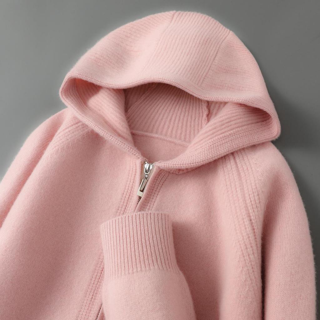 Men's 100% Australian Wool Hooded Cardigan - Heavyweight, Thick, Loose Casual Hoodie with Zipper