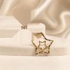 Trendy Double Star Gold Earrings: European & American Stainless Steel Dangles