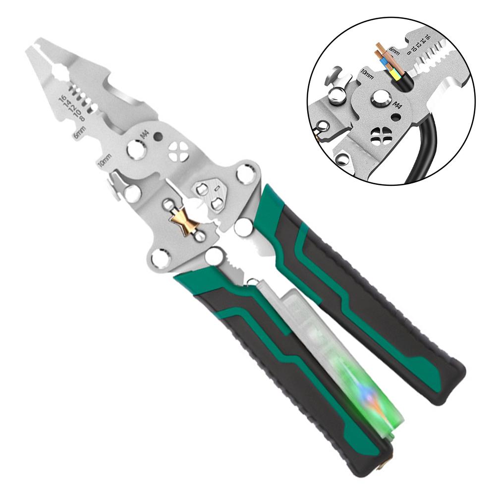 10 In 1 Folding Stripping Pliers with Voltage Tester Scissors With Electricity Measurement Function Wire Pliers Hand Tools