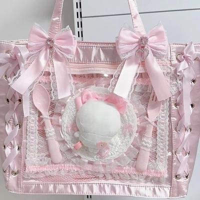 1/2PCS Ribbon Lace Bow DIY Ribbon Bowknot Kit Heart Diamond Clip Double Layer Bow Pendant ItaBag Bow Accessories Lace Edge