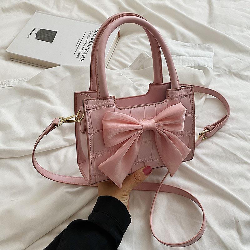 2024 Early Spring Texture Bow Bag, Unique Sweet Girl Crossbody Bag, New Single Shoulder Bag, Contrast Color Handbag
