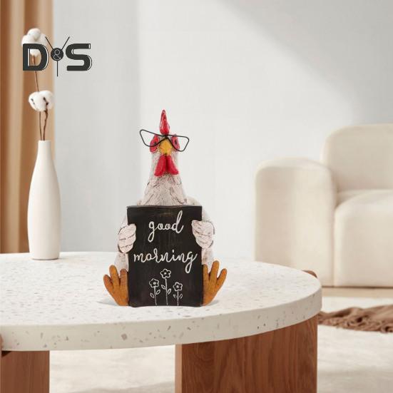 Buongiorno Pollo Figurina Resina Seduta Sdraiata Gallina Statua Scultura Casa Ufficio Scrivania Libreria Decorazione Ornamento Festival Regalo