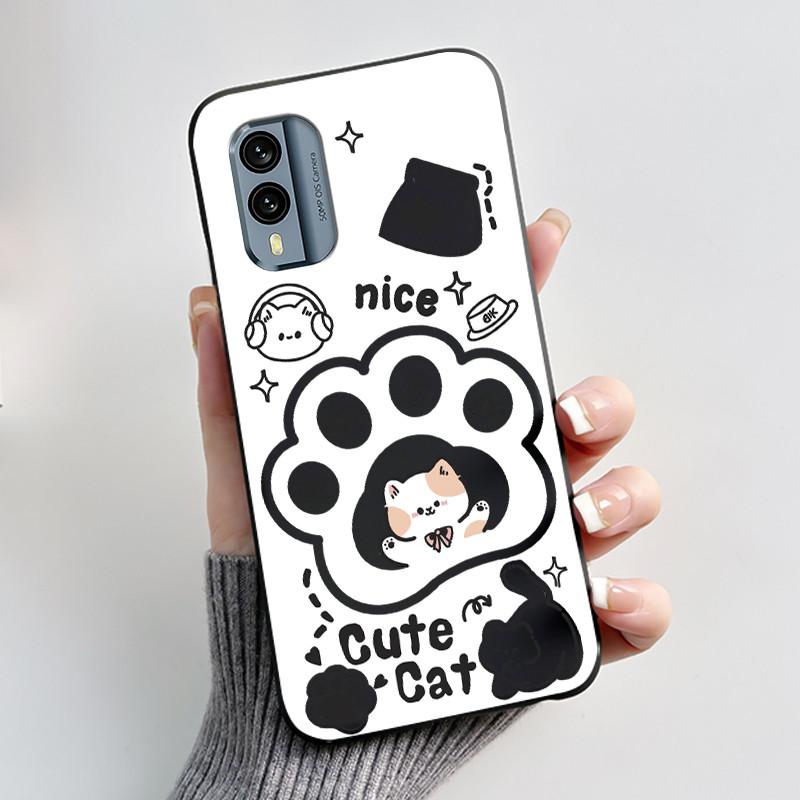 Casing For Nokia X30 5G Case Aesthetic Fashion Cute Cat Astronaut Cartoon Black Silicone Soft Shockproof Phone Case Back Cover