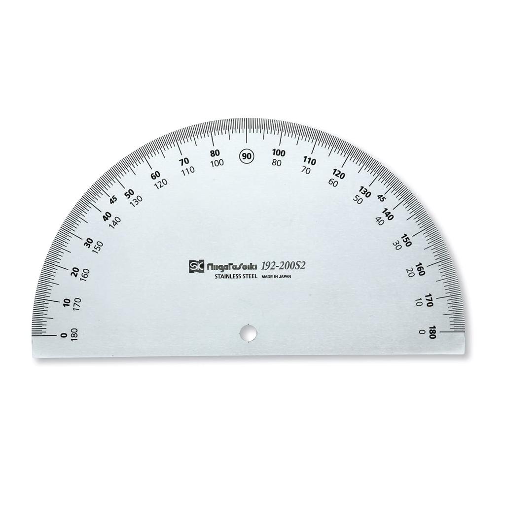 Niigata Seiki SK Protractor, Made in Japan, No. 192-200, Silver Finish, PRT192-200S