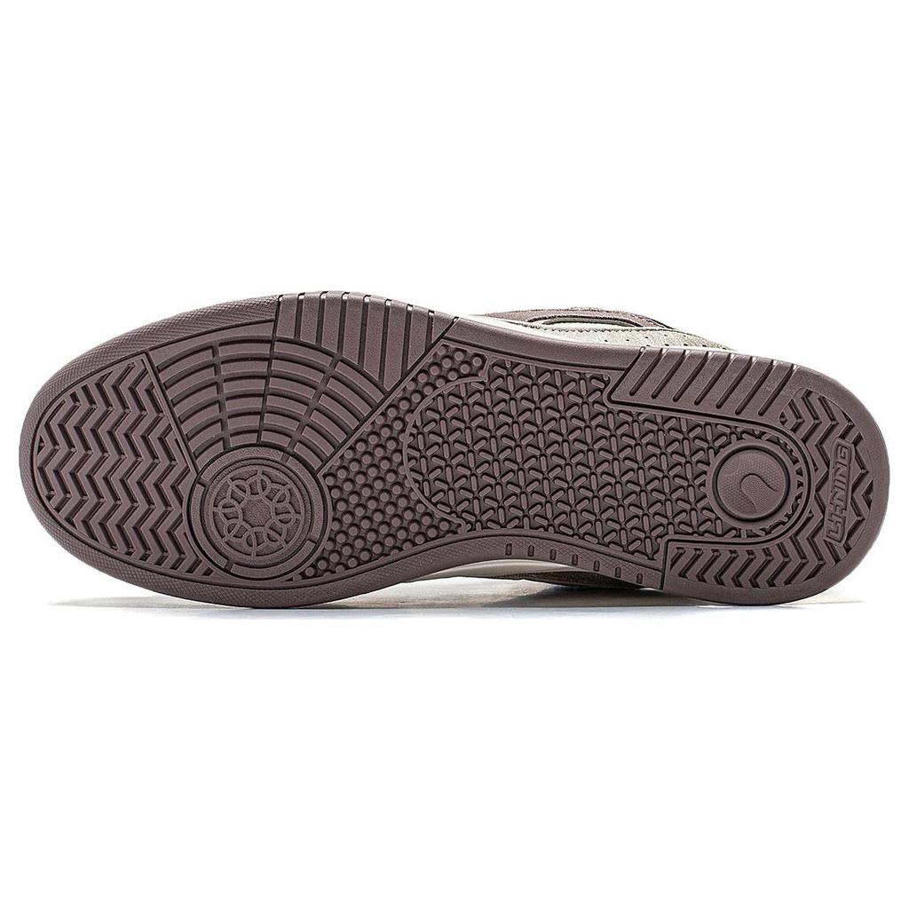 Li Ning Moon White Slip Resistant Abrasion Resistant Low Top Skateboard Shoes Men's Brown White AGCS251-22