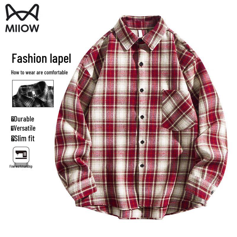 

MaoRen Men s Plaid Casual Long-Sleeve Shirt 2XL