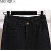 MODIQUE Autumn Plus Size New Women Basics Elastic Bell-Bottoms Full Length Flare Pants Lady High Waisted Casual Long Denim Jeans
