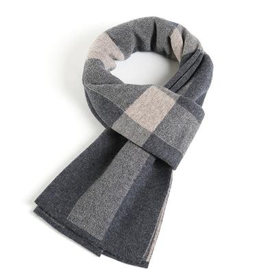 New Wool Scarf Men's Autumn and Winter Warm Wool Plaid Scarf Student Wool Scarf Scarf Men's Cold Protection Neck