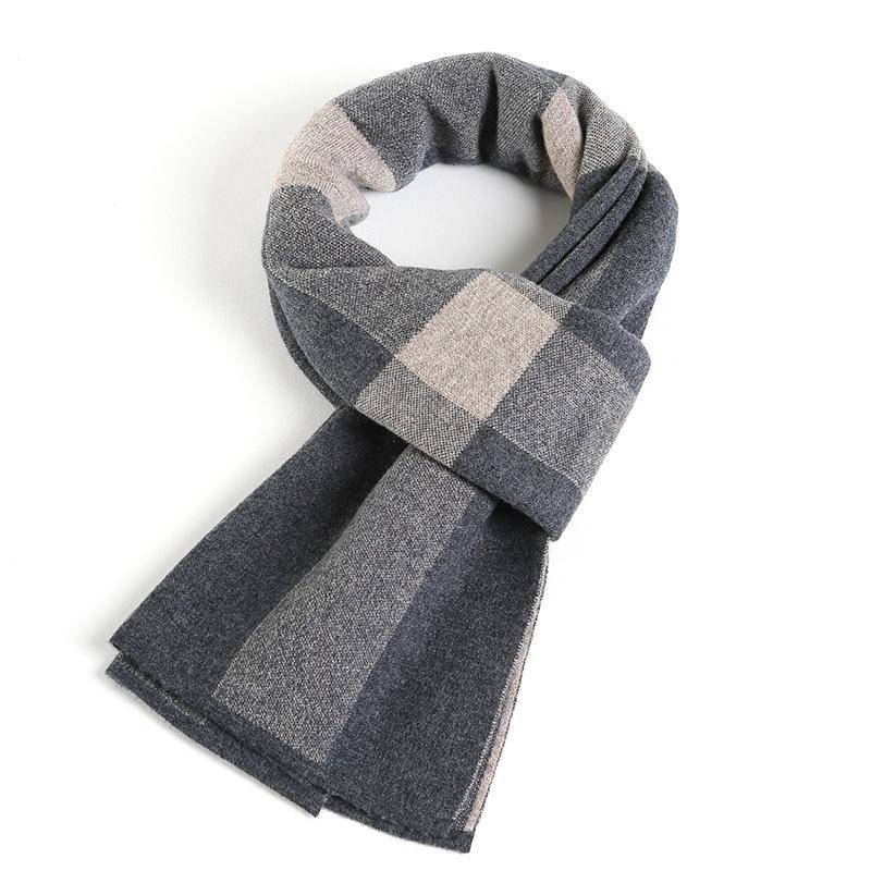 

New wool scarf men s autumn and winter warm wool plaid scarf student wool scarf scarf men s cold protection neck 180cm чорний